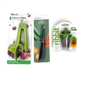 Assorted Bundle Kitchen Gadgets Cherry Pitter Veggie Peeler & Frog Tea Infuser